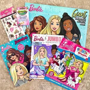 Barbie Giant & Jumbo Coloring/Activity Books, Sticker by Number, Holo Stickers